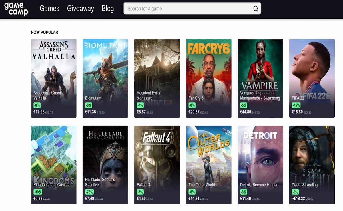 The best prices on popular video games are at Gamecamp.gg!