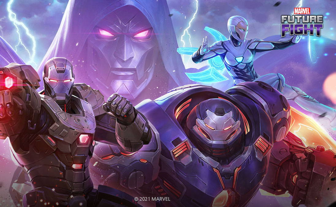 Armored superheroes unite to protect humanity from robot domination in the new Marvel Future Fight update