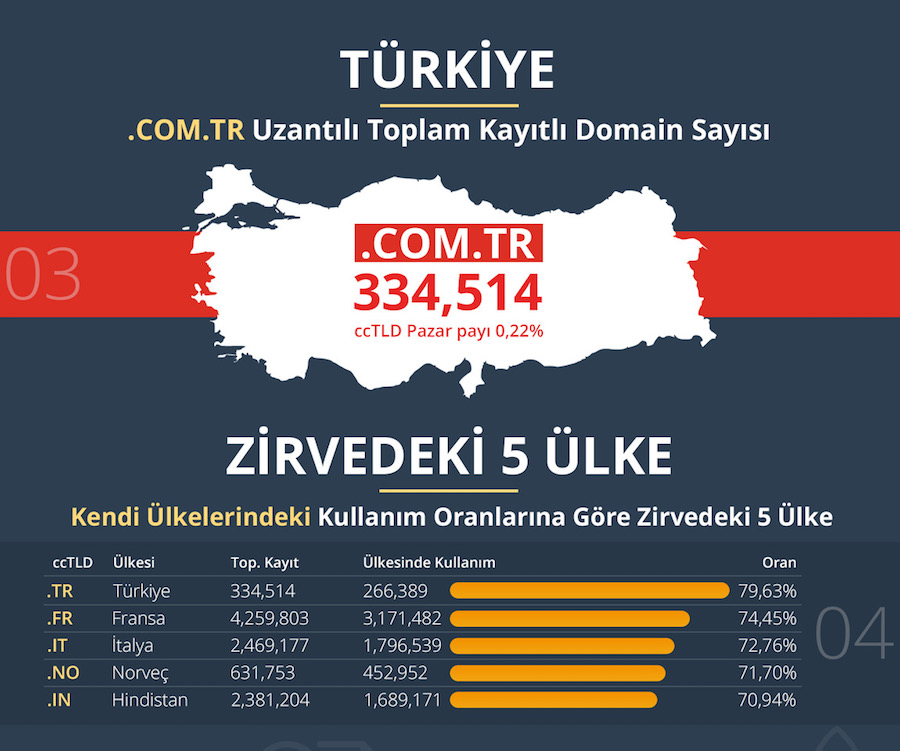 Turkey is the leader in country domain extension usage