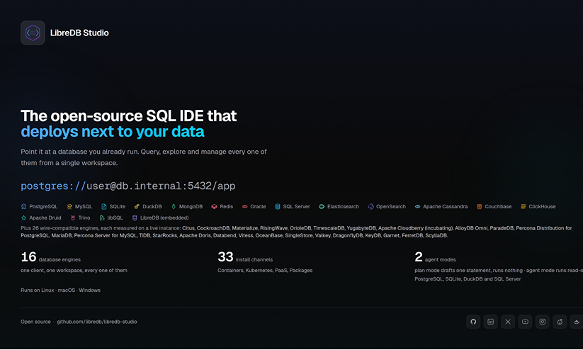 LibreDB Studio, an open-source database editor, Is Now Listed in the Official Documentation of Ten Database Projects