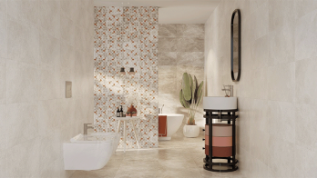 Seramiksan carries the year’s color, peach fuzz, to surfaces with its Sahara series